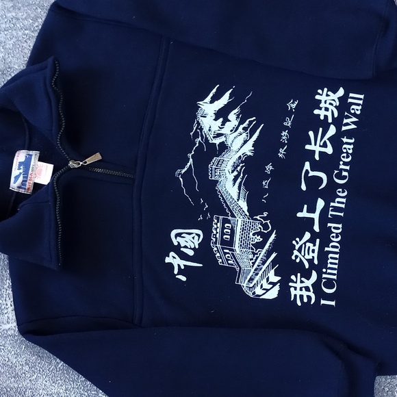 Vintage 1980s I Climbed the Great Wall Of China Quarter Zip Sweater - Picture 5 of 7